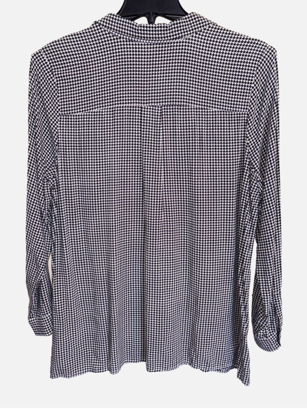 J Jill Large Black White Houndstooth Tunic Blouse Hidden Button Front - Picture 2 of 12